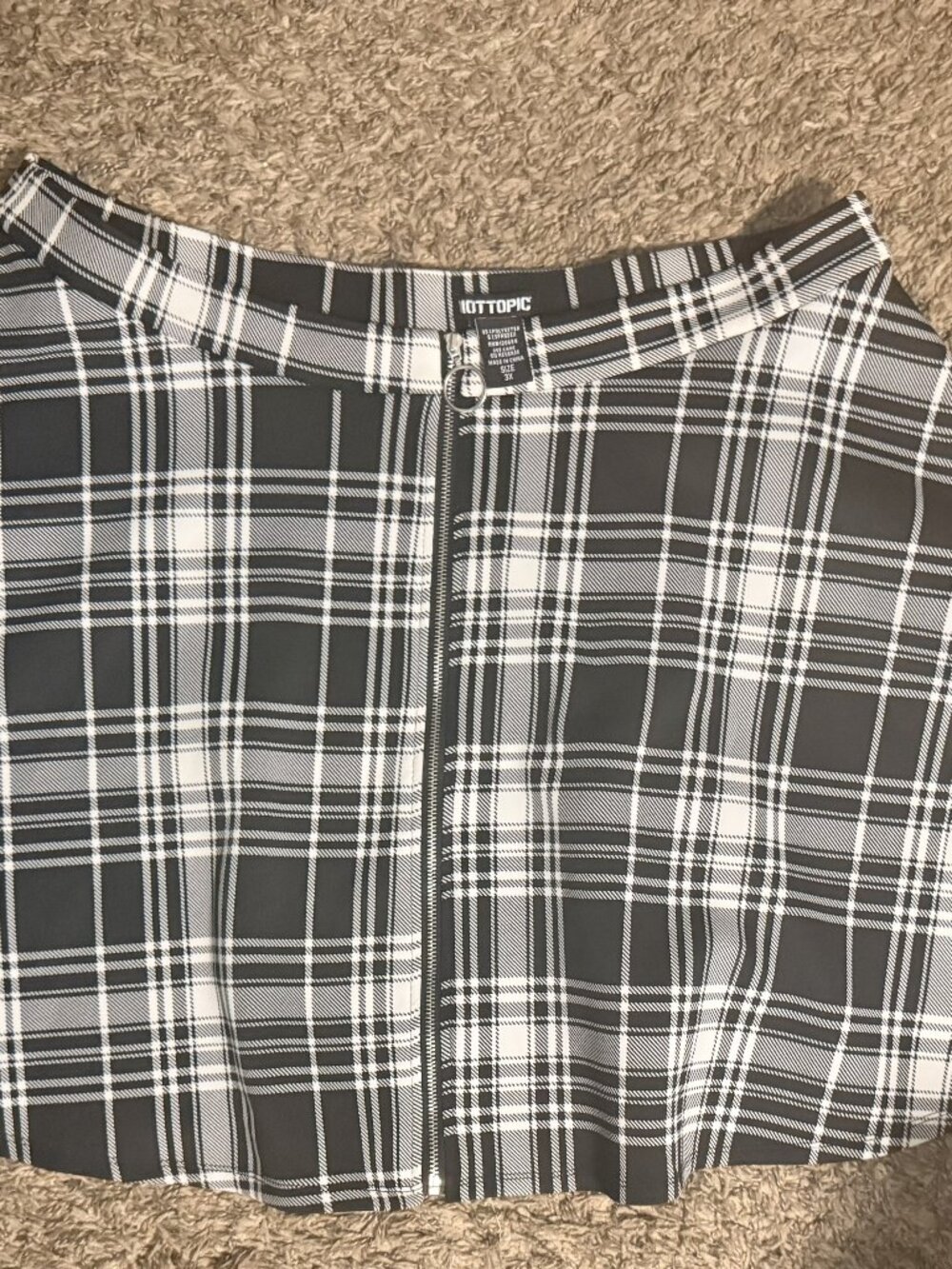 Black & White Plaid O-Ring Skater Skirt Size 3x